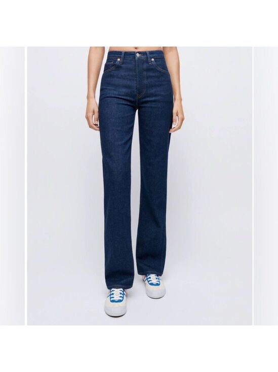 Re/Done Denim - Re/Done The 90’s Straight High Rise Loose Jeans SZ 28 Dark Denim Rigid Like
